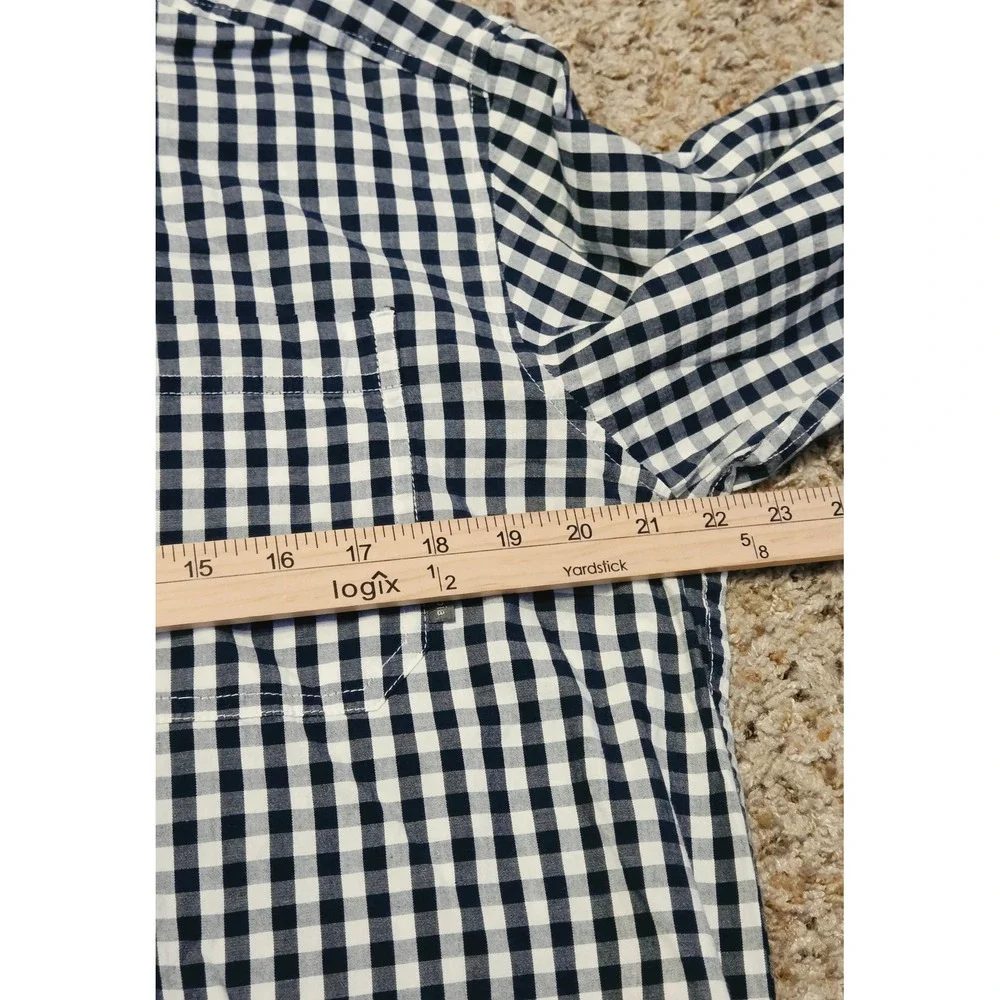Columbia Gingham Pattern Button Down‎ Dress Shirt Mens Size Large Navy White